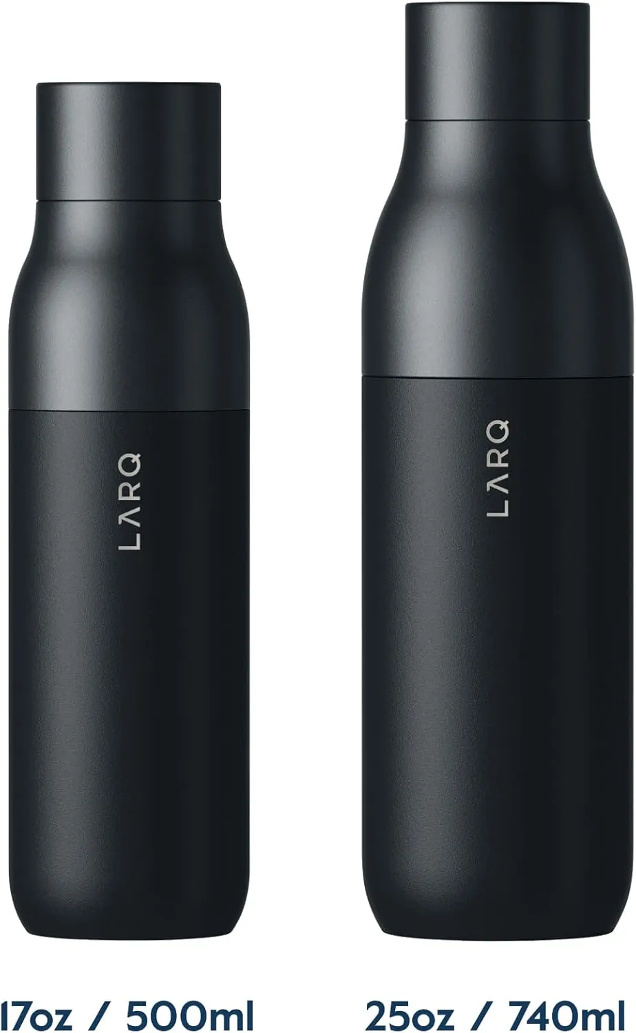 LARQ Bottle Twist Top 17 oz - Insulated Stainless Steel Water Bottle | Thermos, BPA Free | Reusable Water Bottle for Camping, Office, and Travel | Keep Drinks Cold and Hot, Obsidian Black