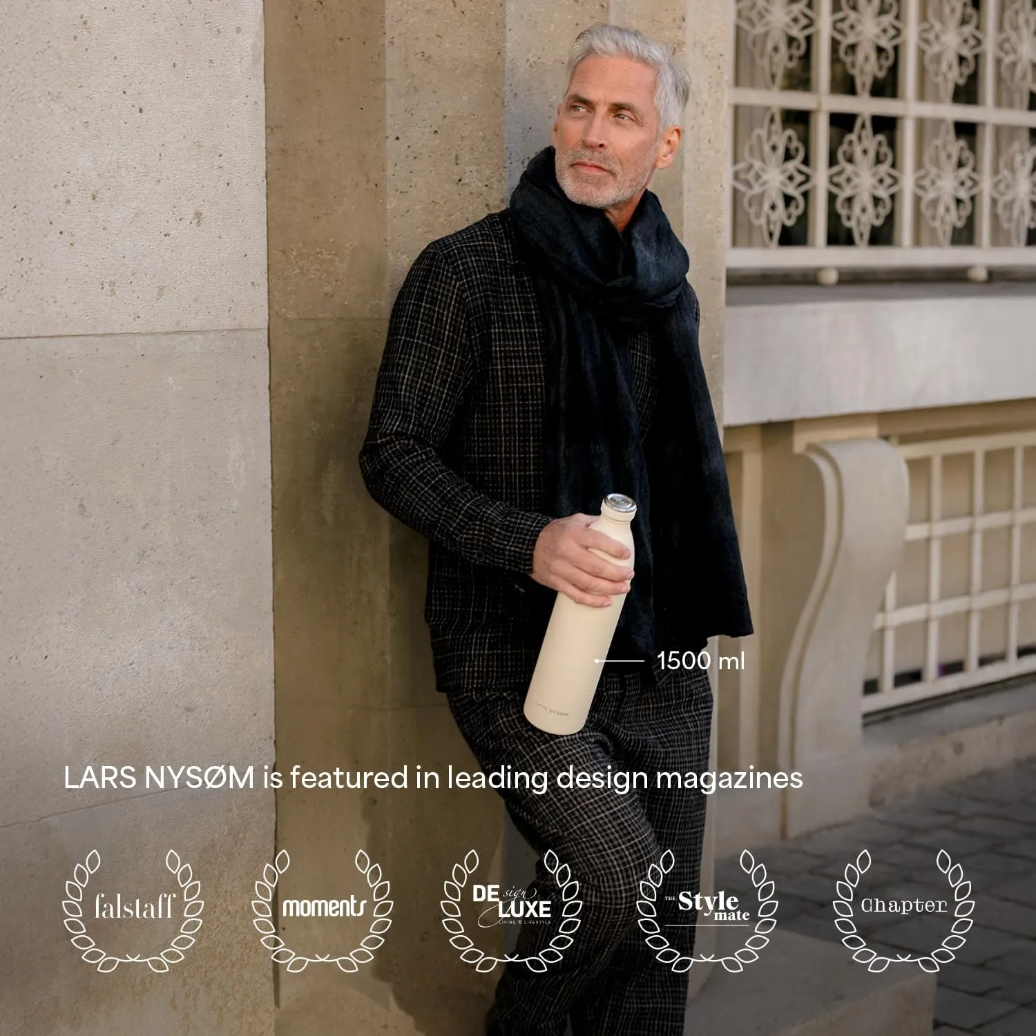 LARS NYSØM Stainless Steel Insulated Water Bottle 12 oz 17 oz 25 oz 34 oz 51 oz | Insulated Thermo Flask for Hot and Cold Beverages | Leakproof Drinking Bottle (Mocha Brown, 25.4 oz)