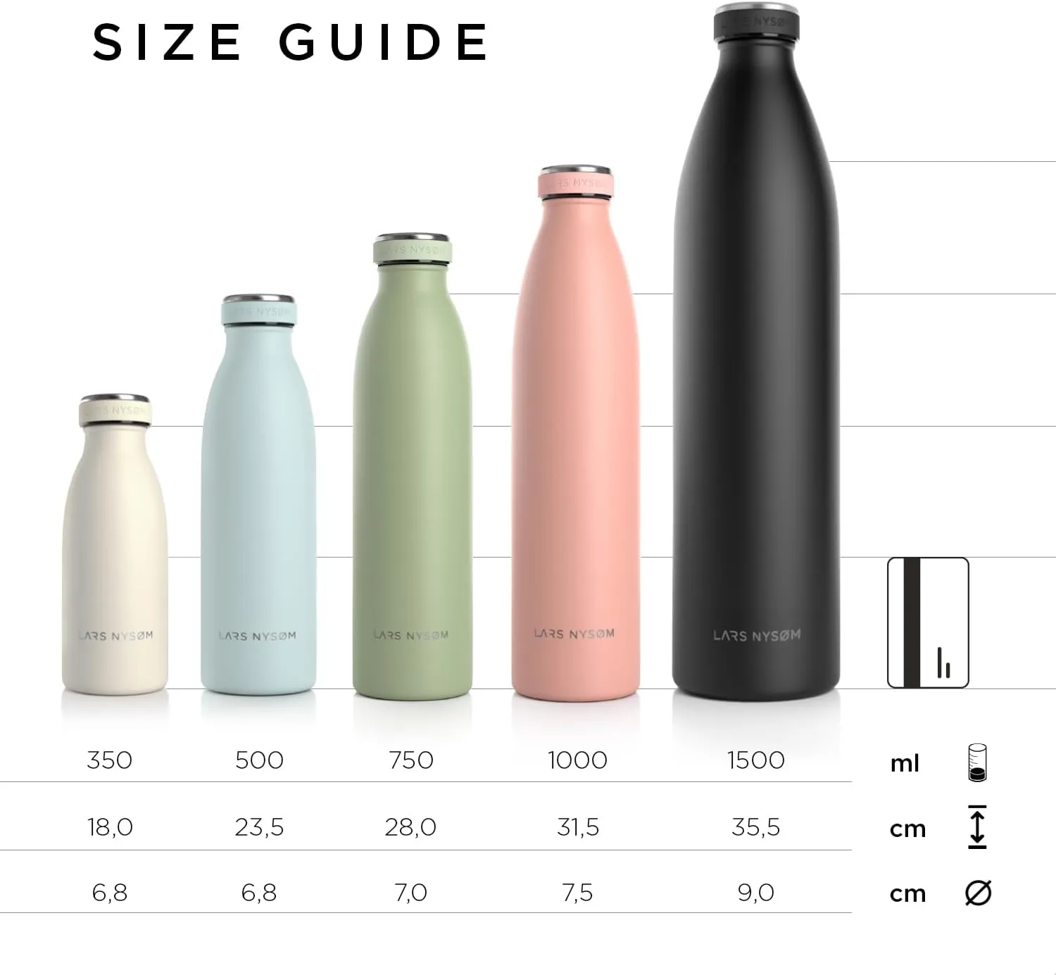 LARS NYSØM Stainless Steel Insulated Water Bottle 12 oz 17 oz 25 oz 34 oz 51 oz | Insulated Thermo Flask for Hot and Cold Beverages | Leakproof Drinking Bottle (Mocha Brown, 25.4 oz)