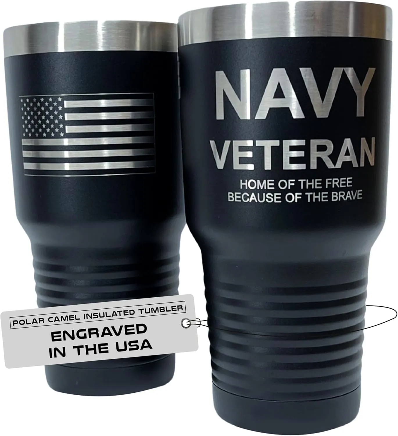 Laser Engraved Navy Tumbler - Polar Camel 30 Oz Veteran Tumbler with Stainless Steel Straw & Cleaner, Navy Tumblers for Men Engraved, Military Gift for Retirees, Veterans Water Bottle for Men & Women