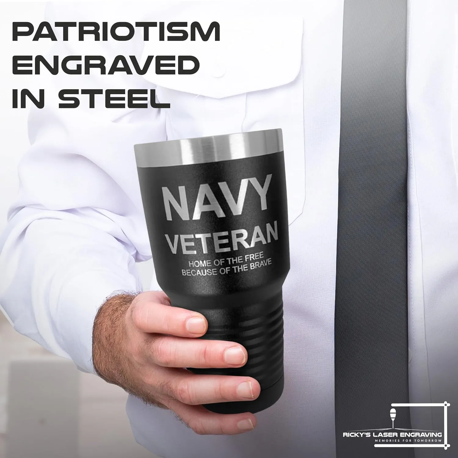 Laser Engraved Navy Tumbler - Polar Camel 30 Oz Veteran Tumbler with Stainless Steel Straw & Cleaner, Navy Tumblers for Men Engraved, Military Gift for Retirees, Veterans Water Bottle for Men & Women