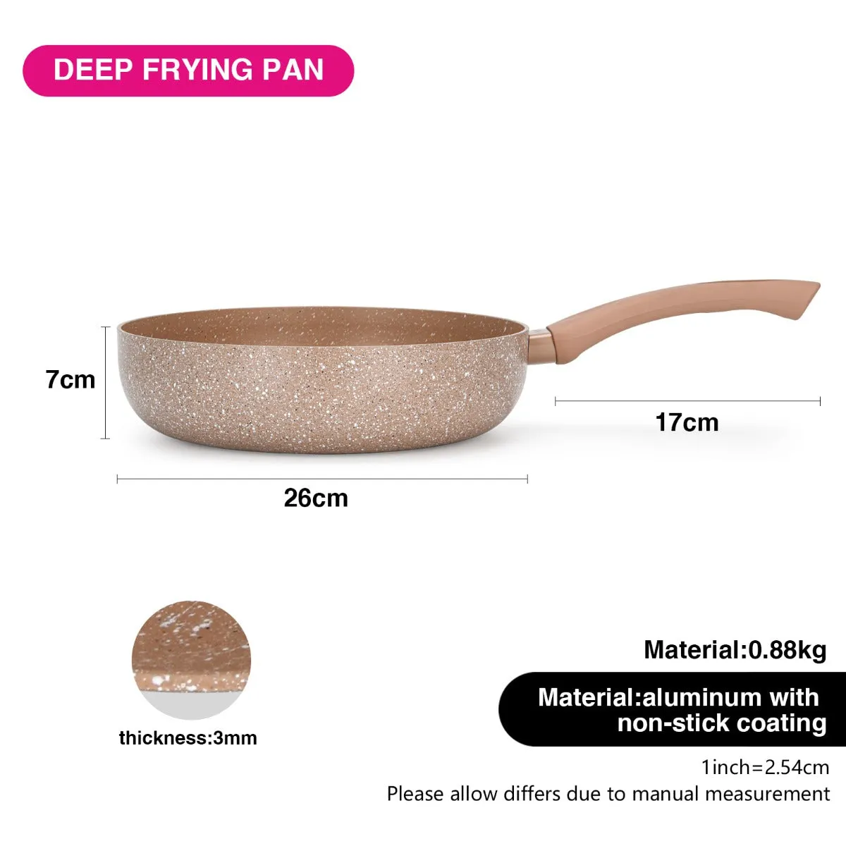 Latte 26 Coating Fissman Big savings event x Deep Frying Aluminum Price drop Pan 7cm with Non-Stick