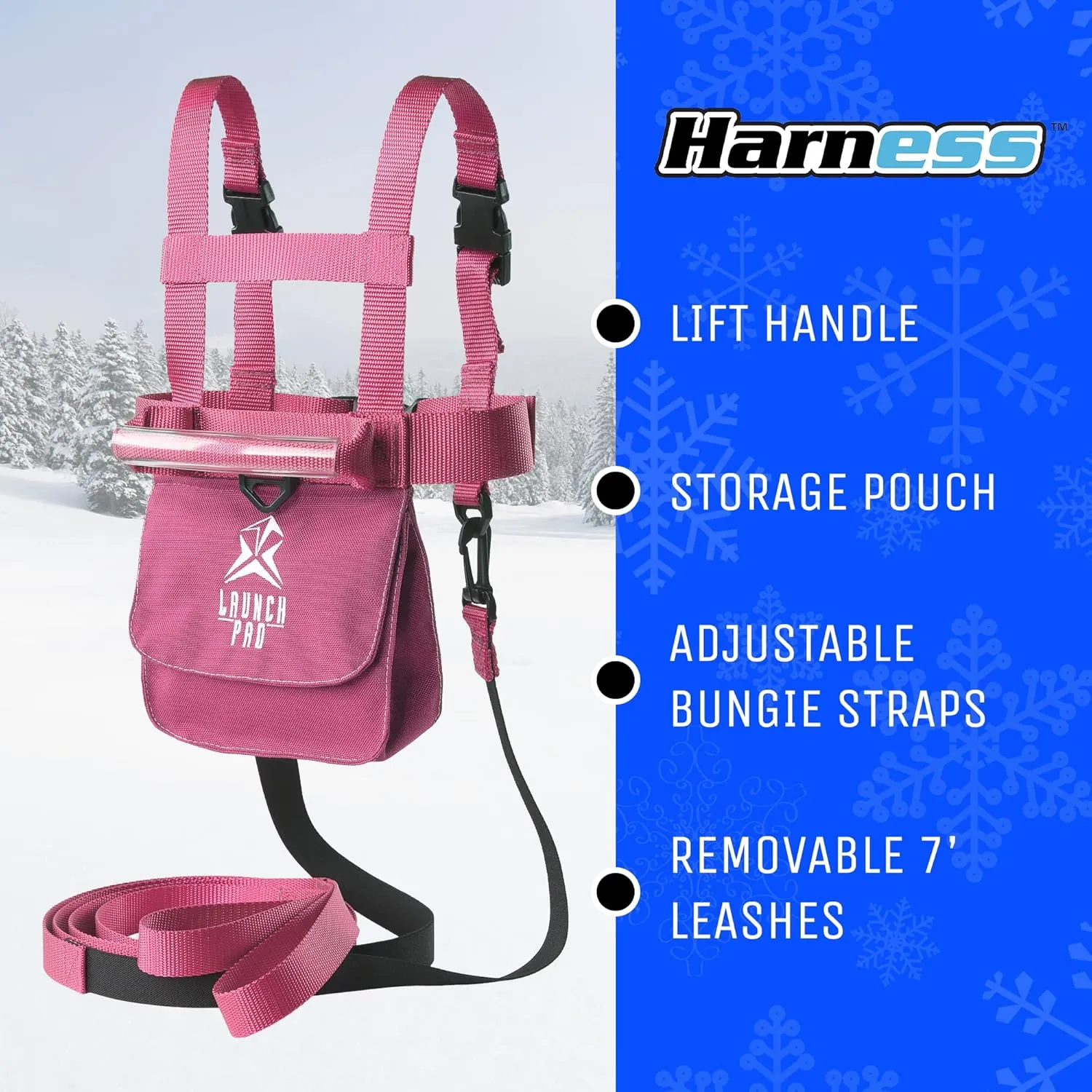 Launch Pad Ski and Snowboard Training Harness - Learn to Ski - Shock Absorbing Leashes - Teaches Speed Control - Perfect for Beginners