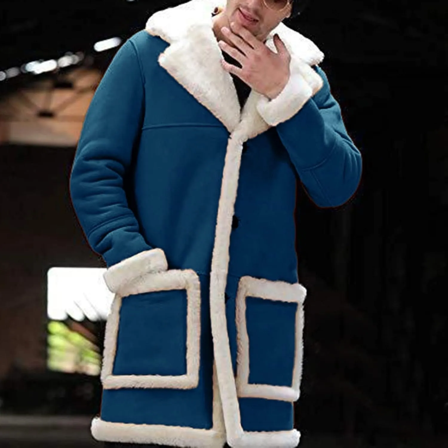 LCMTWX Mens Jackets Cardigan Coat Solid Color Buttons Coat Jacket Wool Long Sleeve Warm Coat Turn-down Collar Coat Men's