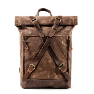 Leather Roll Top Backpack