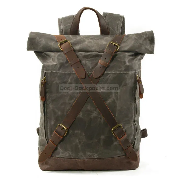 Leather Roll Top Backpack