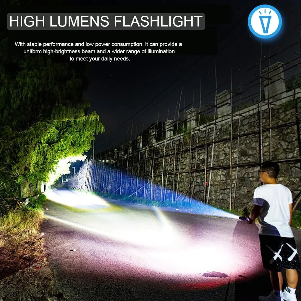LED Flashlight High Lumens, Bright, Zoomable, Waterproof, Powerful, Emergency Tactical LED Flashlights for Home and 5 Modes, Flashlight for Camping Gear、Hiking、Walking (10Pack)