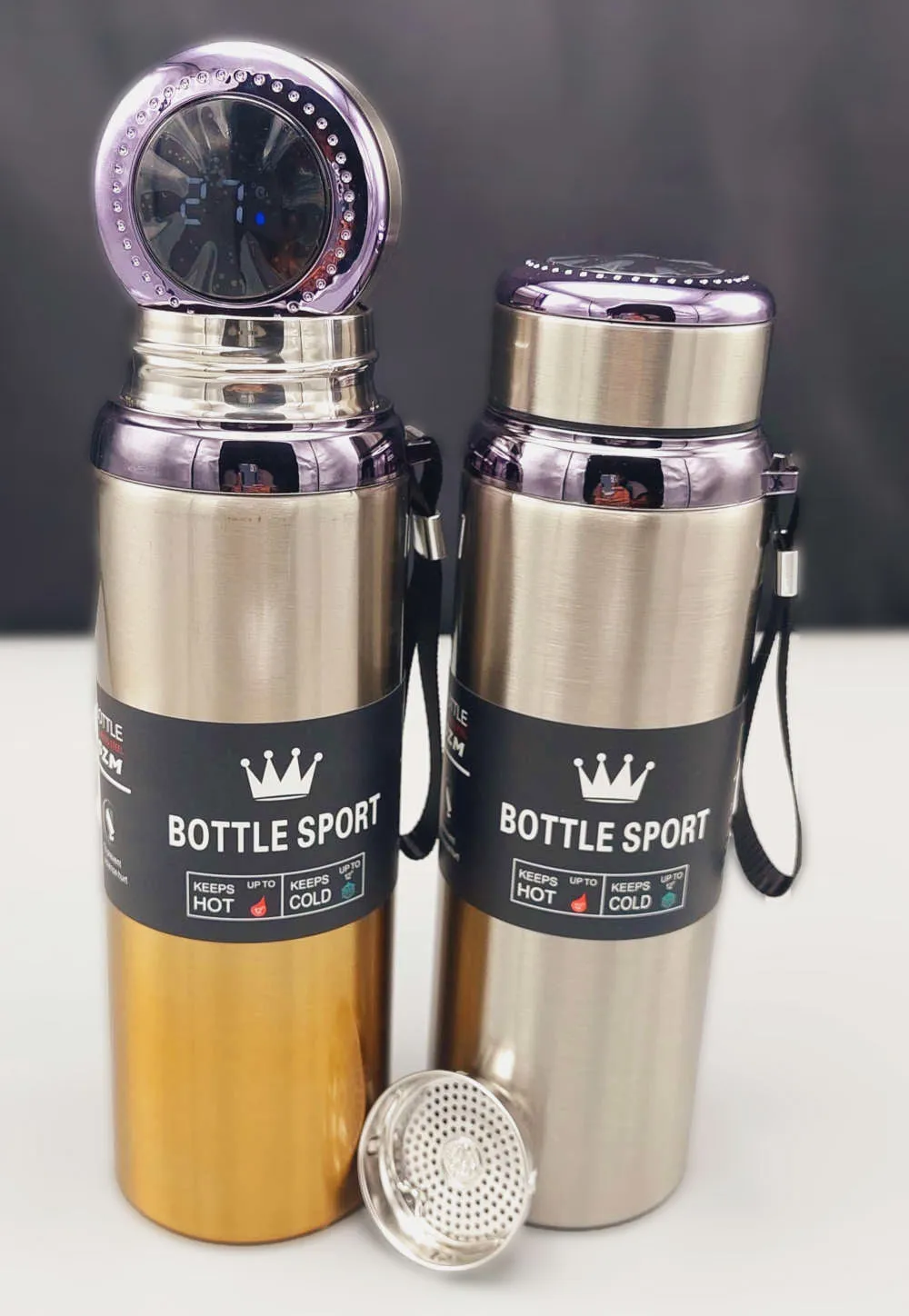 LED Temperature Display Stainless Steel Water Bottle with Double Bottom, Smart Vacuum Insulated Thermos Flask Hot And Cold Resistant