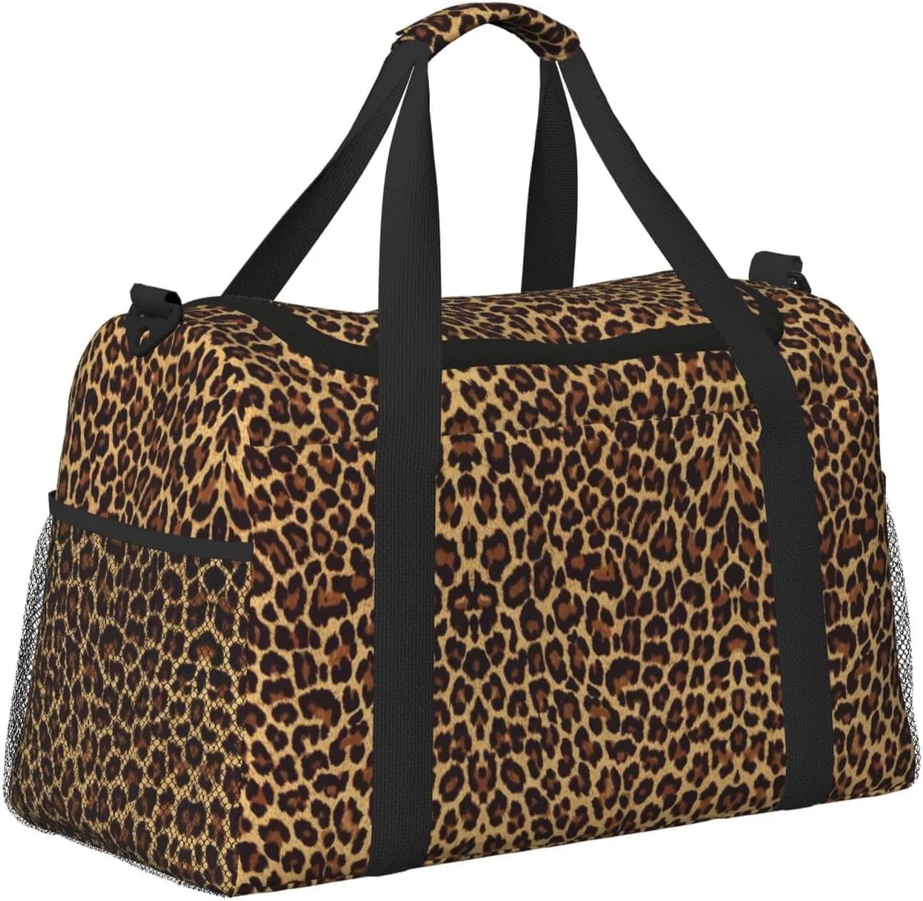 Leopard Patterned Wallpaper Print Hand Travel Bag Large Capacity Slung Bag For Long-Distance Travel, Weekend Trips, And Outdoor Activities