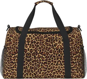 Leopard Patterned Wallpaper Print Hand Travel Bag Large Capacity Slung Bag For Long-Distance Travel, Weekend Trips, And Outdoor Activities