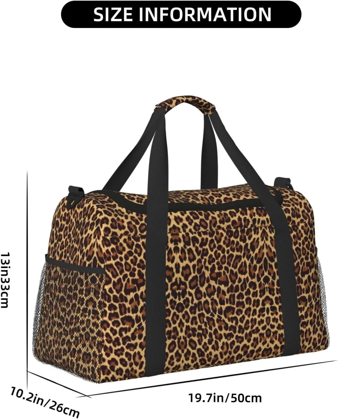 Leopard Patterned Wallpaper Print Hand Travel Bag Large Capacity Slung Bag For Long-Distance Travel, Weekend Trips, And Outdoor Activities
