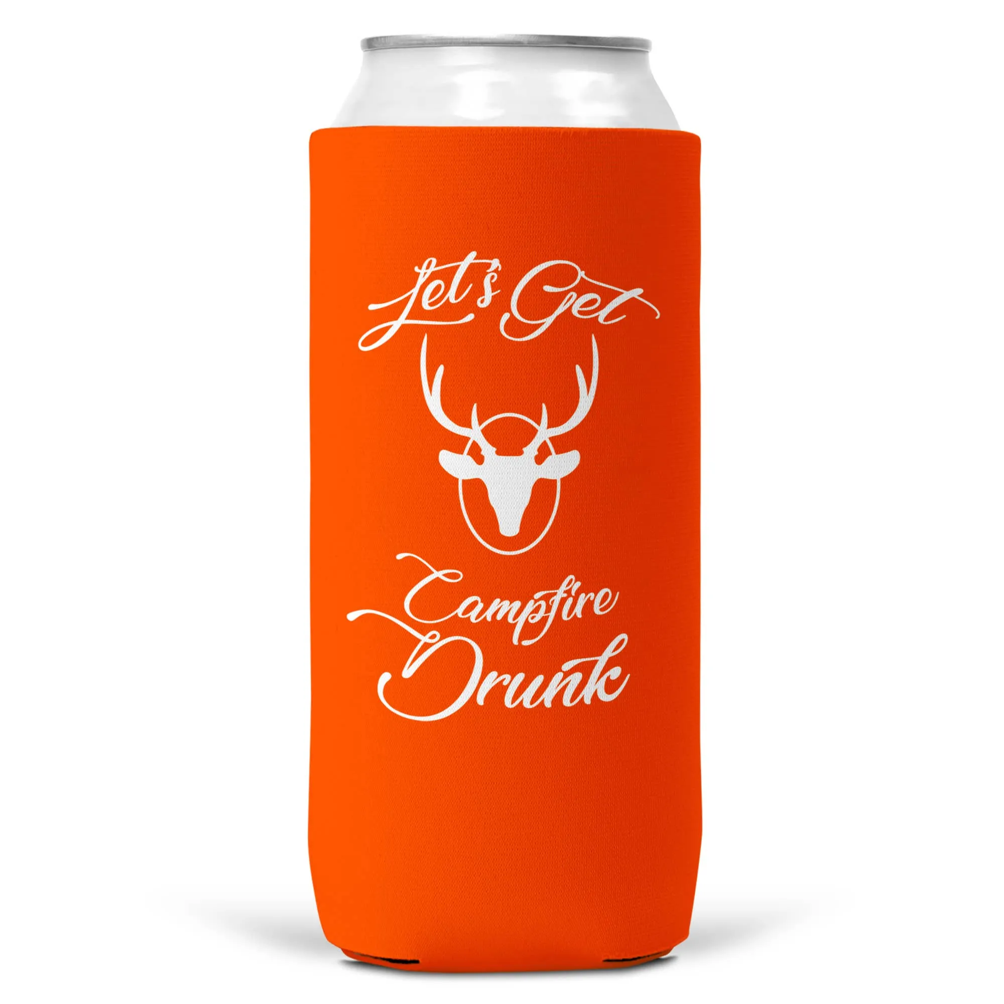 Let's Get Campfire Drunk SLIM CAN Coozie/Cooler for 12oz Can