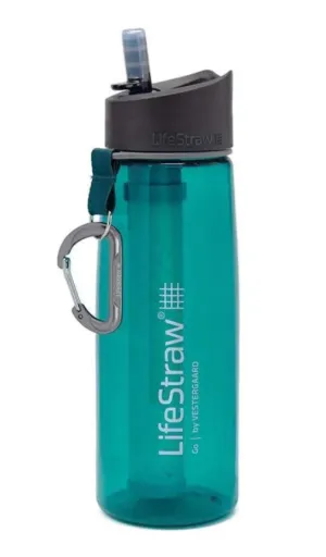 LIFESTRAW GO 650ml WATER FILTER BOTTLE - DARK TEAL TRITAN RENEW