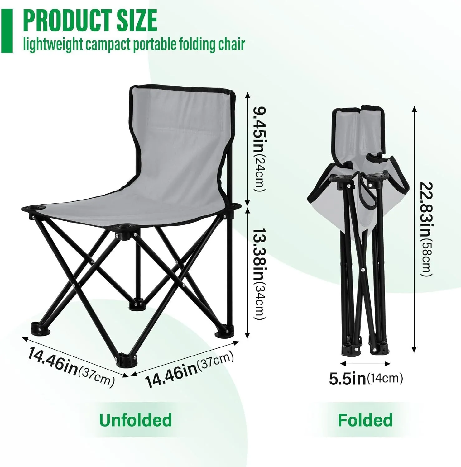 Light Gray Camping Chair for Adults Folding Chair Compact Camping Chair Camping Stool for Beach Travel