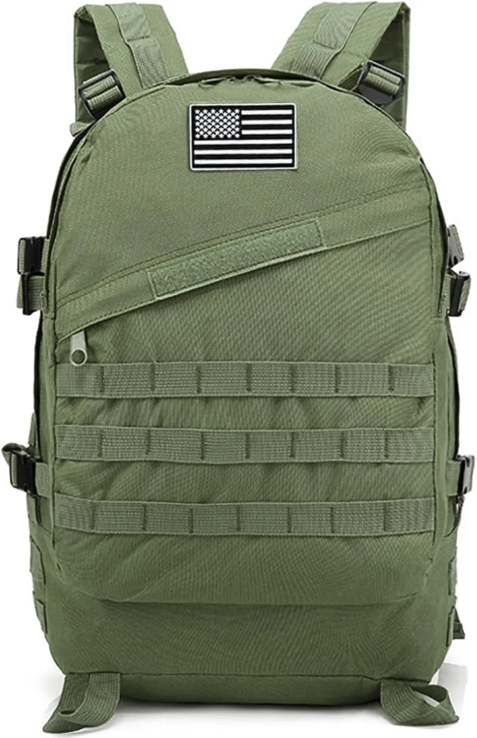 LIMHOO Camo Backpack, 40L Military Tactical Backpack, Hiking Trekking Rucksack with USA Flag Patch (Army Green)