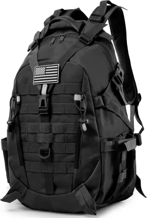 LIMHOO Tactical Motorcycle Backpack Military Molle Bag EDC Rucksack Hiking Daypacks for Cycling Camping Trekking Hunting Traveling with Reflective Straps (Black)