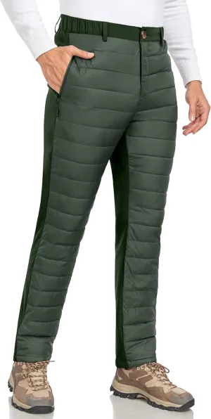 Little Donkey Andy Men's Puffer Pants Warm Fleece Lined Quilted Insulation Snow Ski Pants