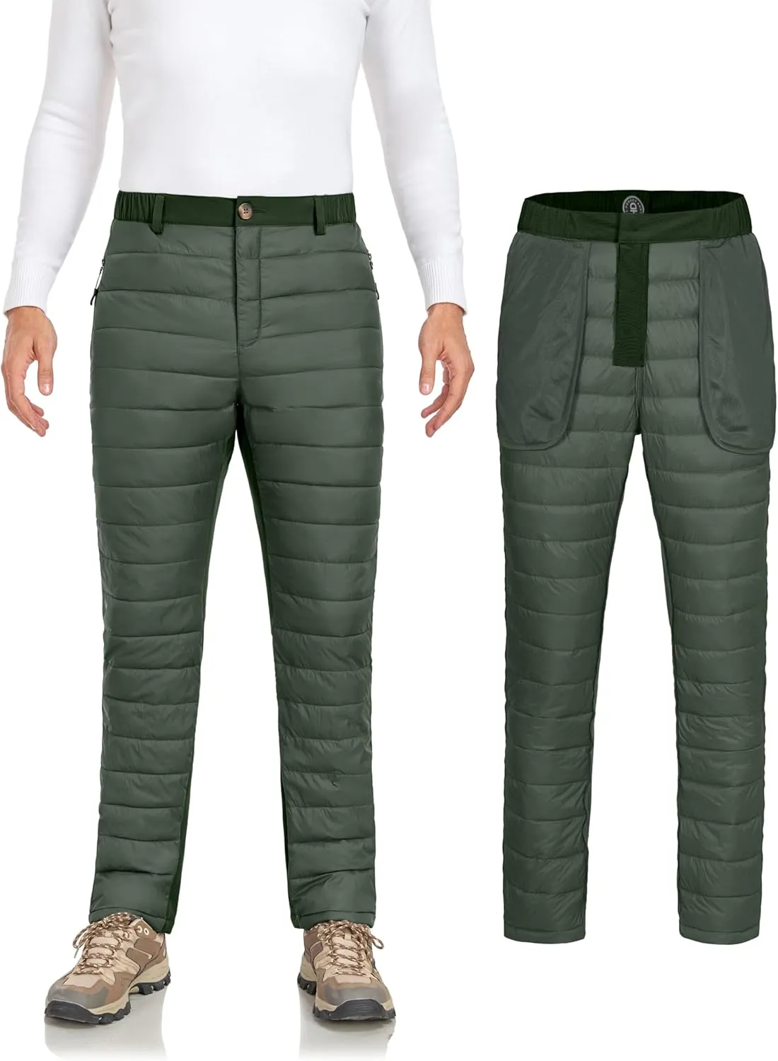 Little Donkey Andy Men's Puffer Pants Warm Fleece Lined Quilted Insulation Snow Ski Pants