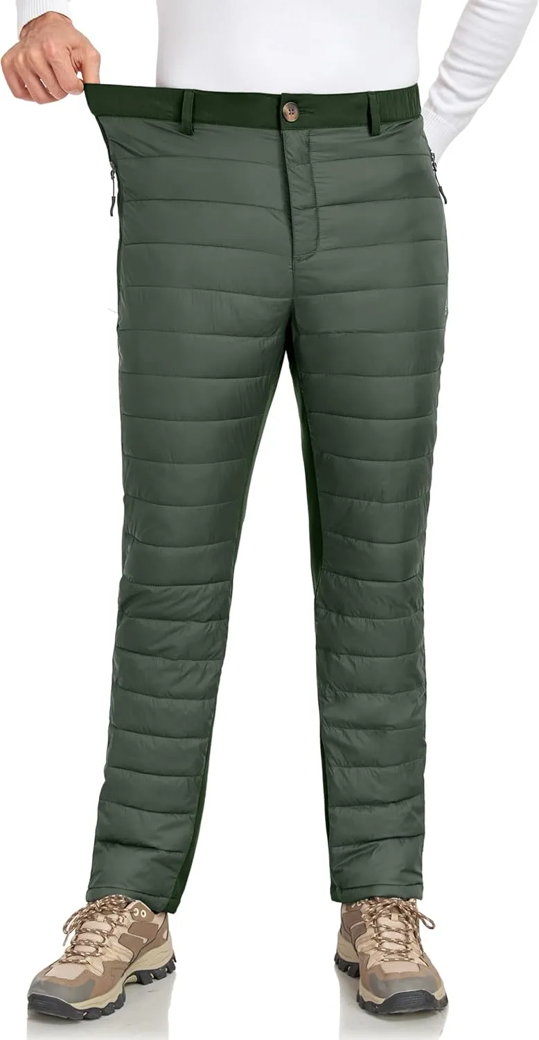 Little Donkey Andy Men's Puffer Pants Warm Fleece Lined Quilted Insulation Snow Ski Pants