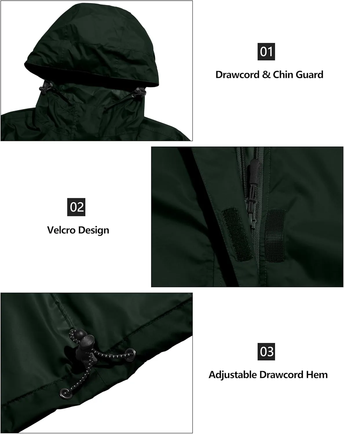 Little Donkey Andy Women's Packable Rain Jacket Waterproof Lightweight Rain Coat with Hood for Golf Cycling Hiking