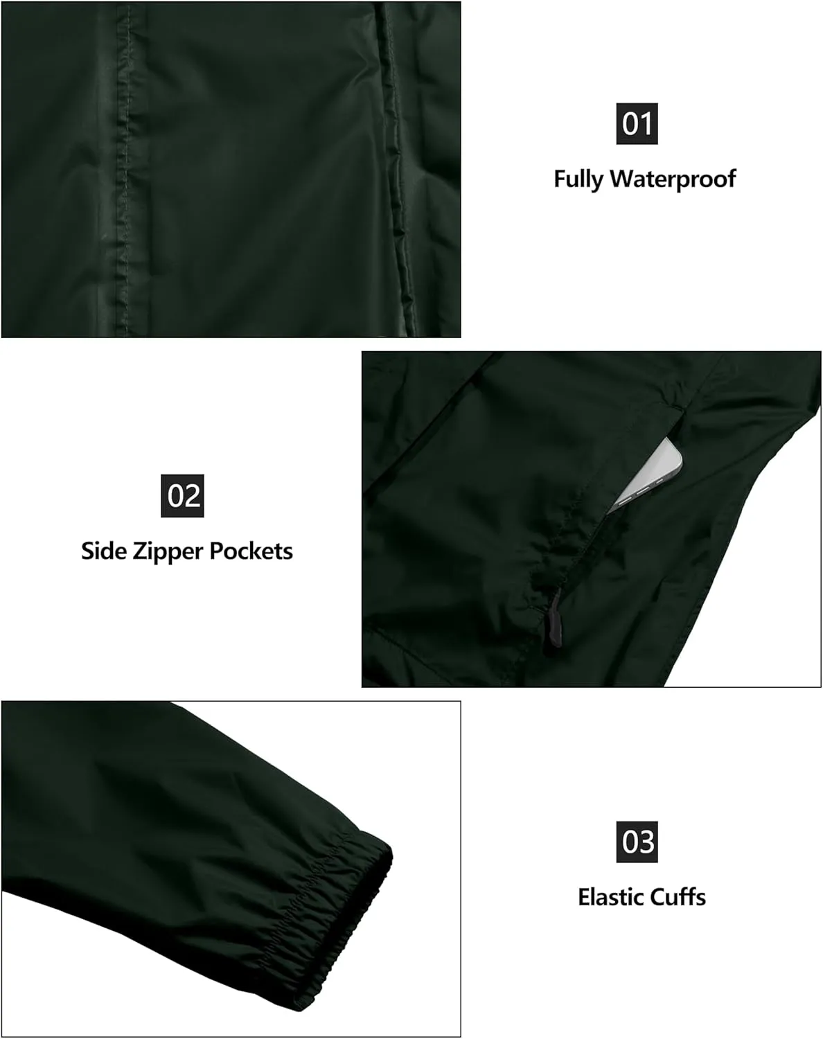 Little Donkey Andy Women's Packable Rain Jacket Waterproof Lightweight Rain Coat with Hood for Golf Cycling Hiking