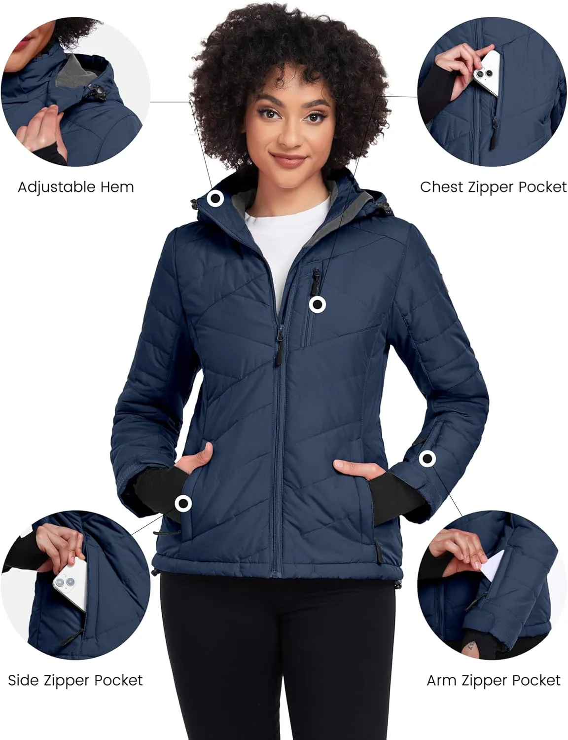Little Donkey Andy Women's Warm Ski Jacket Water Resistant Insulated Snowboarding Jacket Windproof Winter Snow Coat