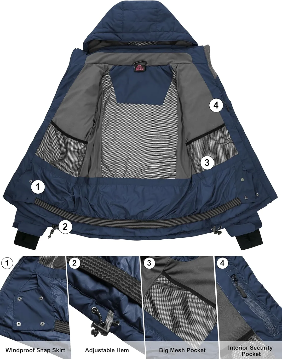 Little Donkey Andy Women's Warm Ski Jacket Water Resistant Insulated Snowboarding Jacket Windproof Winter Snow Coat