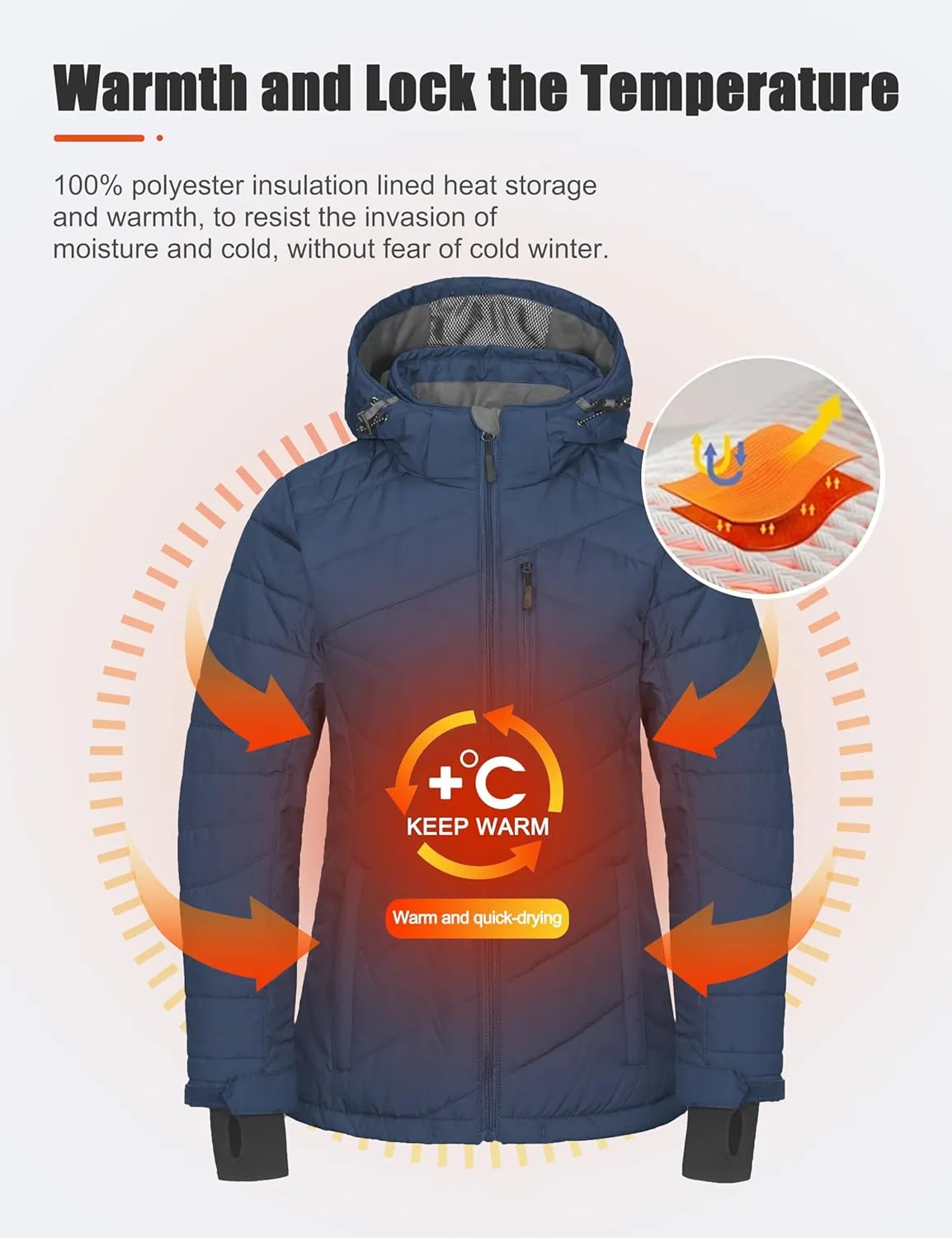 Little Donkey Andy Women's Warm Ski Jacket Water Resistant Insulated Snowboarding Jacket Windproof Winter Snow Coat