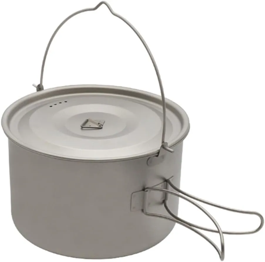 Lixada Titanium Pot Ultralight with Lid and Foldable Handle 1.8L/3L Hanging Pot Durable Portable with Storage Pouch for Outdoor Camping Hiking Backpacking Picnic