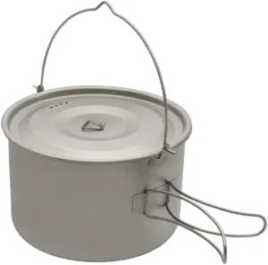 Lixada Titanium Pot Ultralight with Lid and Foldable Handle 1.8L/3L Hanging Pot Durable Portable with Storage Pouch for Outdoor Camping Hiking Backpacking Picnic