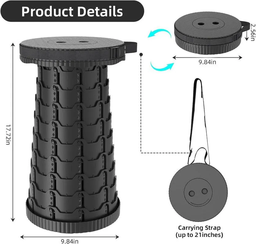 Load All-in-one solution Running out fast Outdoor Collapsible Gardening Max Camping Stool,Portable for Stool, Hiking Capacity Fishing Upgraded Stools,Telescoping 400Lbs,Suitable Picnic