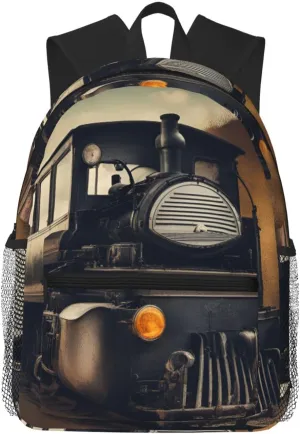 locomotive Print Large Capacity Lightweight Travel Casual Backpack Shoulder Bag Daypack for Men Women