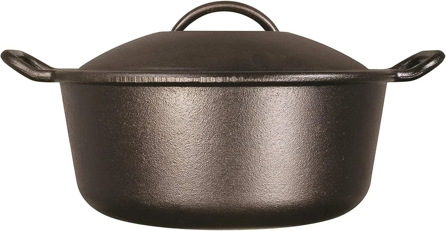 Lodge BOLD Exclusive 7 Quart Premium Pre-Seasoned Cast Iron Dutch Oven with Lid - Dual Handles - Use in the Oven, on the Stove, on the Grill or over the Campfire - Black