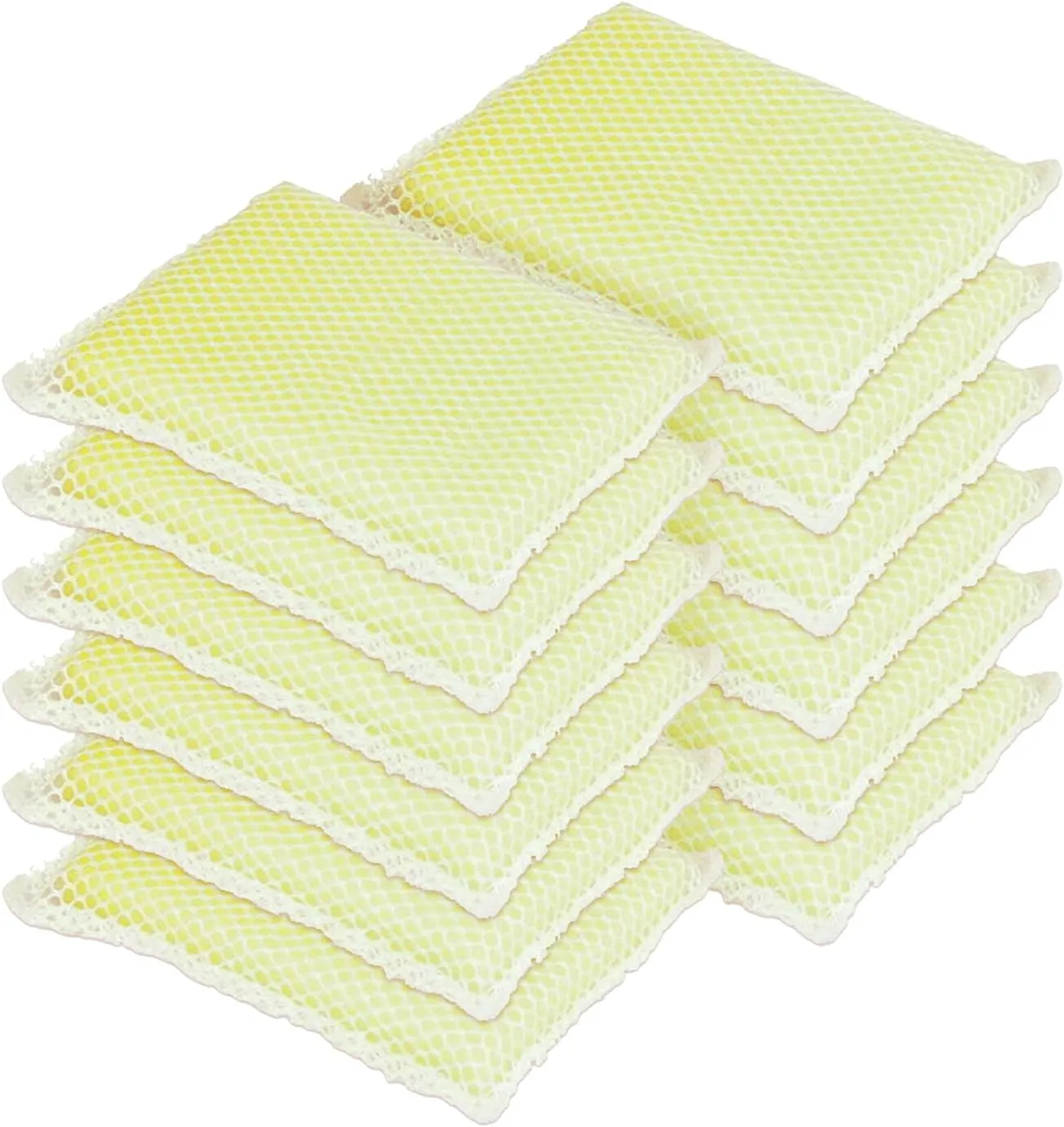 LOLA Nylon Netting Sponge Cleaning Scrubber, Non Scratch, Safe on Non-Stick Surfaces Coated Cookware & Dishes - Gentle Effective Cleaning, 12 Pack