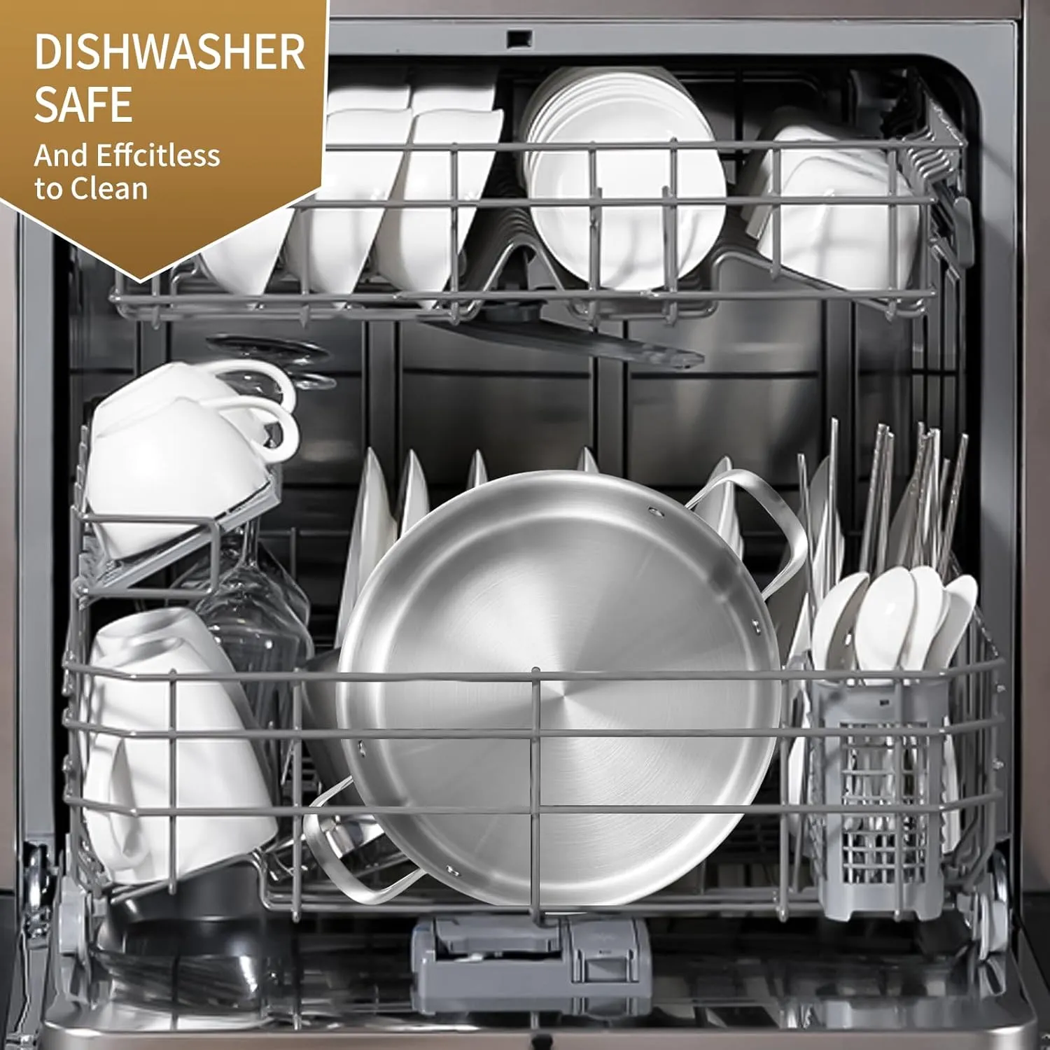 LOLYKITCH 7 Quarts Tri-Ply Stainless Steel Sauté Pan with Lid,12 Inch Deep Frying Pan,Large Skillet,Jumbo Cooker,Induction Pot,Dishwasher and Oven Safe.