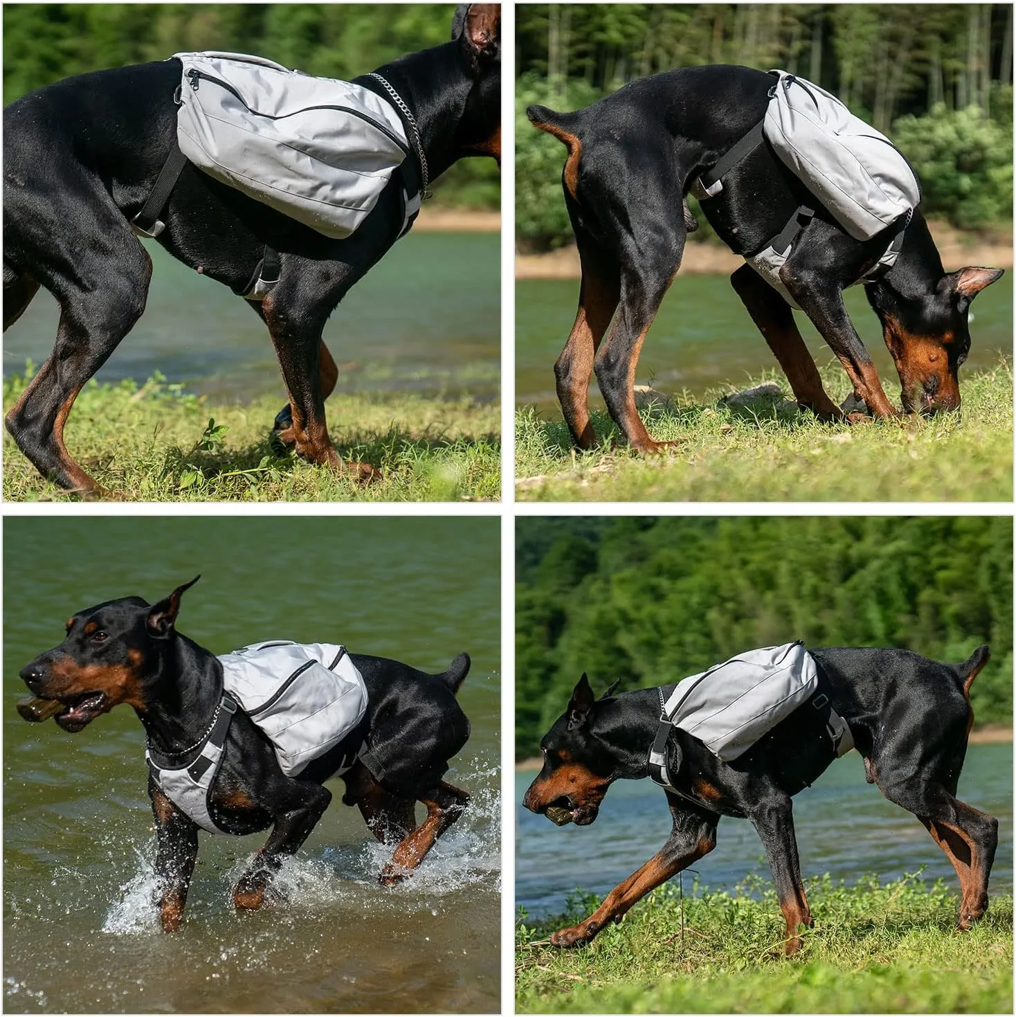 Lovelonglong Dog Backpack for Hiking, Multifunctional Dog Day Pack Zippered Travel Dog Saddle Bag Outdoor Hiking Backpack with 2 Capacious Side Pockets for Small Medium Large Dogs Gray S