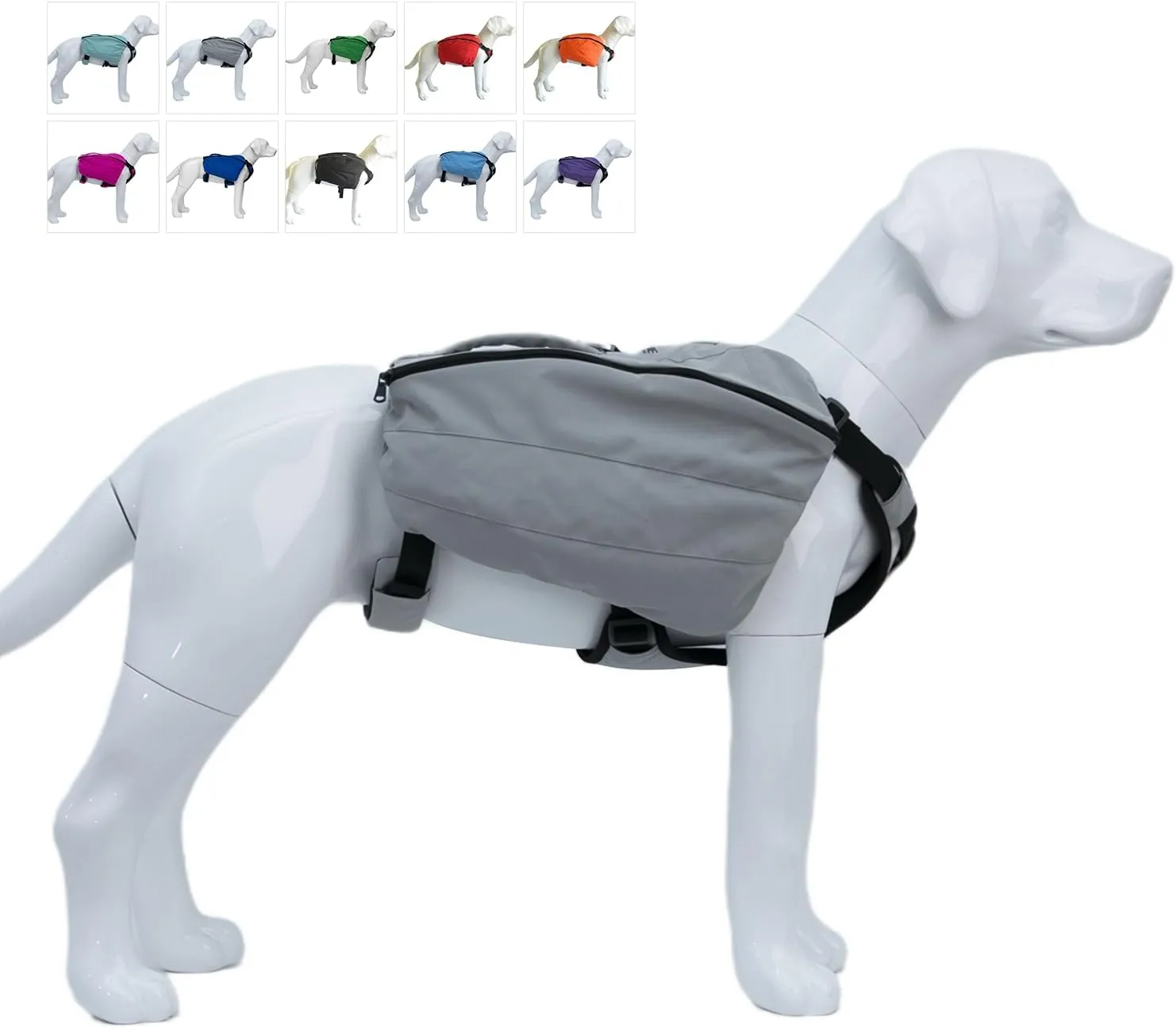 Lovelonglong Dog Backpack for Hiking, Multifunctional Dog Day Pack Zippered Travel Dog Saddle Bag Outdoor Hiking Backpack with 2 Capacious Side Pockets for Small Medium Large Dogs Gray S