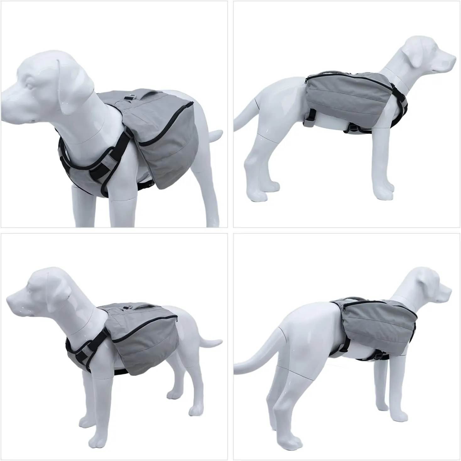 Lovelonglong Dog Backpack for Hiking, Multifunctional Dog Day Pack Zippered Travel Dog Saddle Bag Outdoor Hiking Backpack with 2 Capacious Side Pockets for Small Medium Large Dogs Gray S