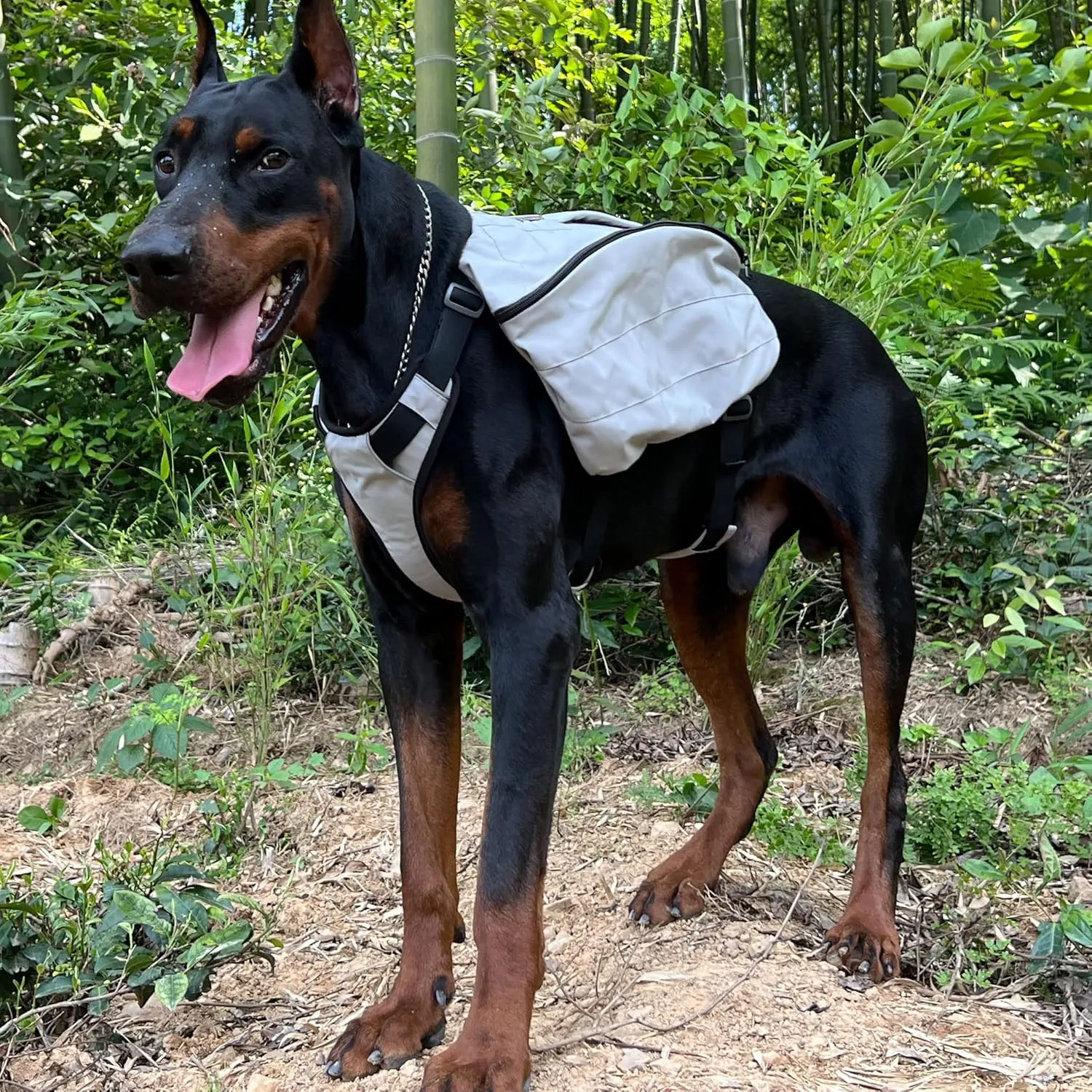 Lovelonglong Dog Backpack for Hiking, Multifunctional Dog Day Pack Zippered Travel Dog Saddle Bag Outdoor Hiking Backpack with 2 Capacious Side Pockets for Small Medium Large Dogs Gray S
