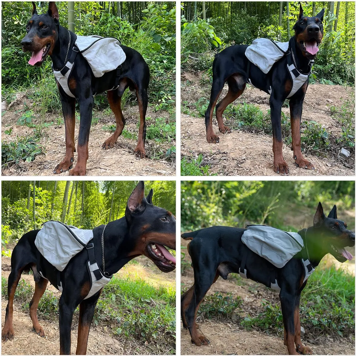 Lovelonglong Dog Backpack for Hiking, Multifunctional Dog Day Pack Zippered Travel Dog Saddle Bag Outdoor Hiking Backpack with 2 Capacious Side Pockets for Small Medium Large Dogs Gray S