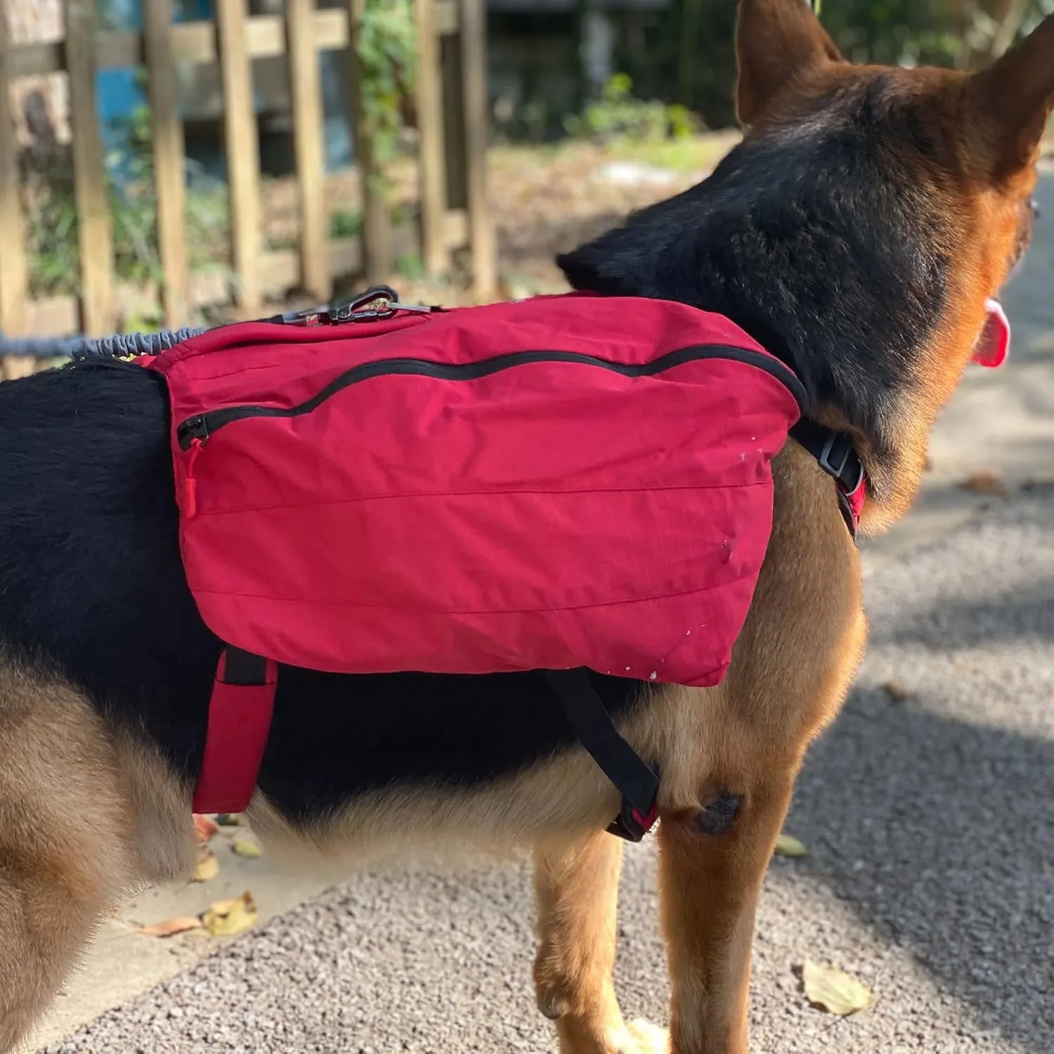 Lovelonglong Dog Backpack for Hiking, Multifunctional Dog Day Pack Zippered Travel Dog Saddle Bag Outdoor Hiking Backpack with 2 Capacious Side Pockets for Small Medium Large Dogs Red M