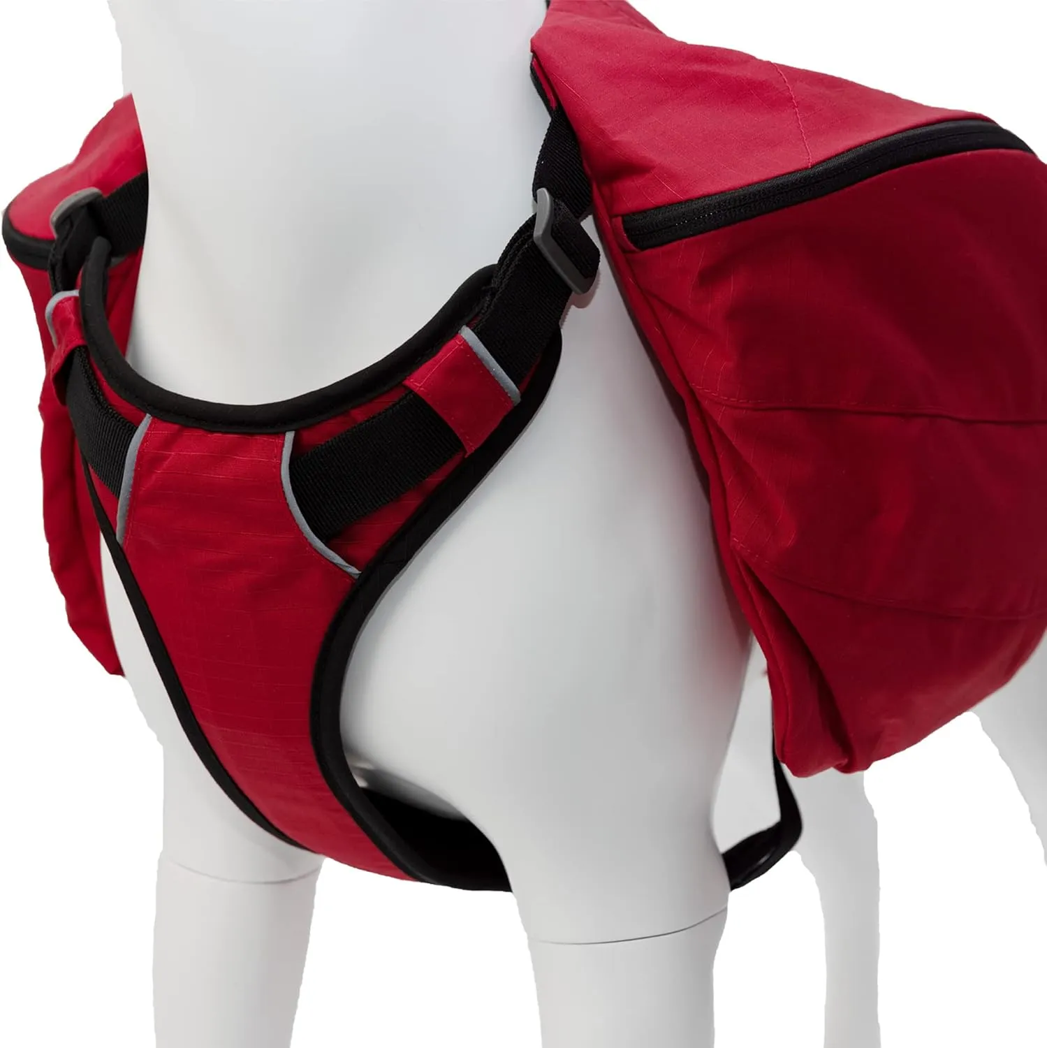 Lovelonglong Dog Backpack for Hiking, Multifunctional Dog Day Pack Zippered Travel Dog Saddle Bag Outdoor Hiking Backpack with 2 Capacious Side Pockets for Small Medium Large Dogs Red M