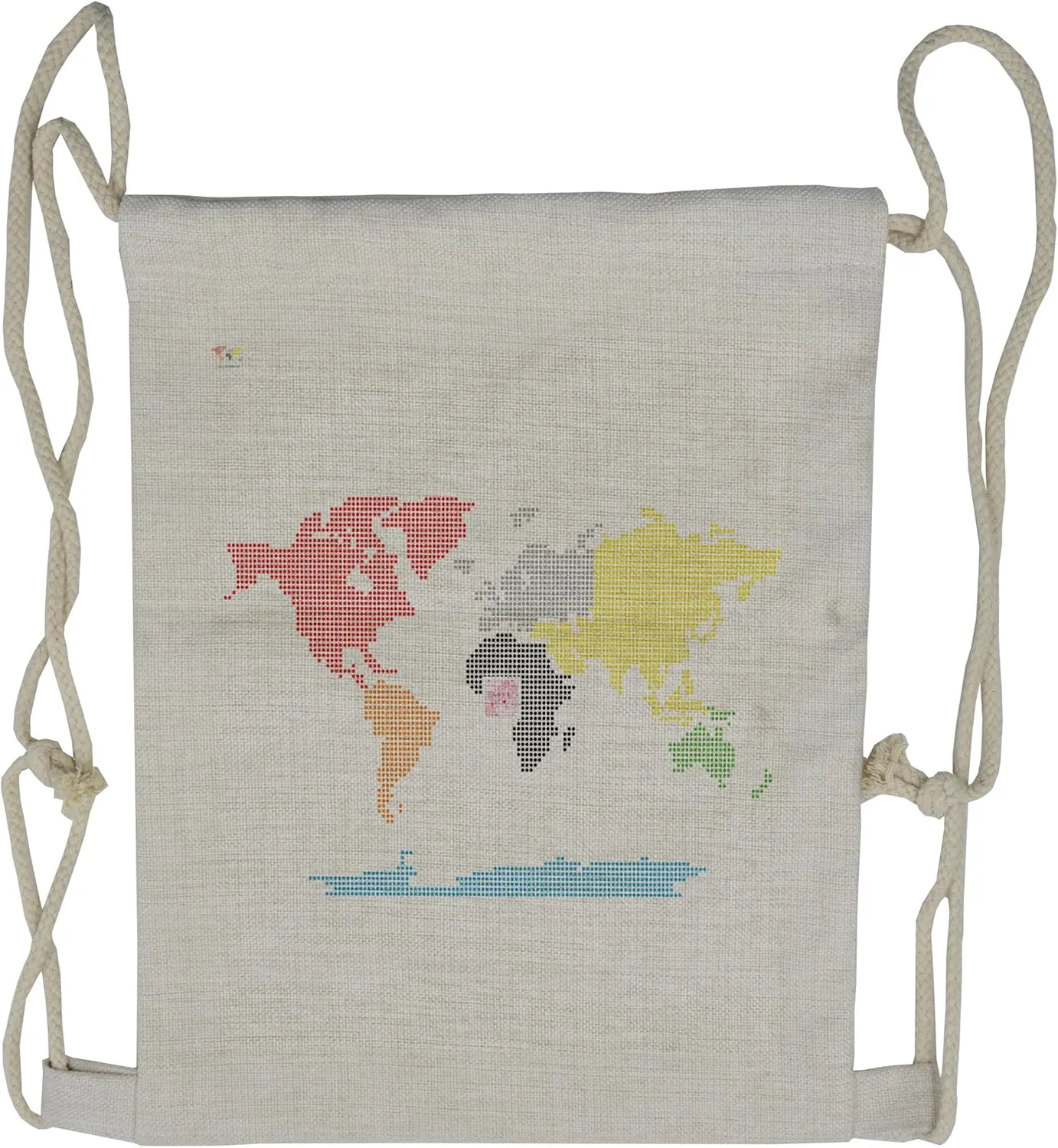 Lunarable World Map Drawstring Backpack, Dotted Colorful Pattern, Sackpack Bag