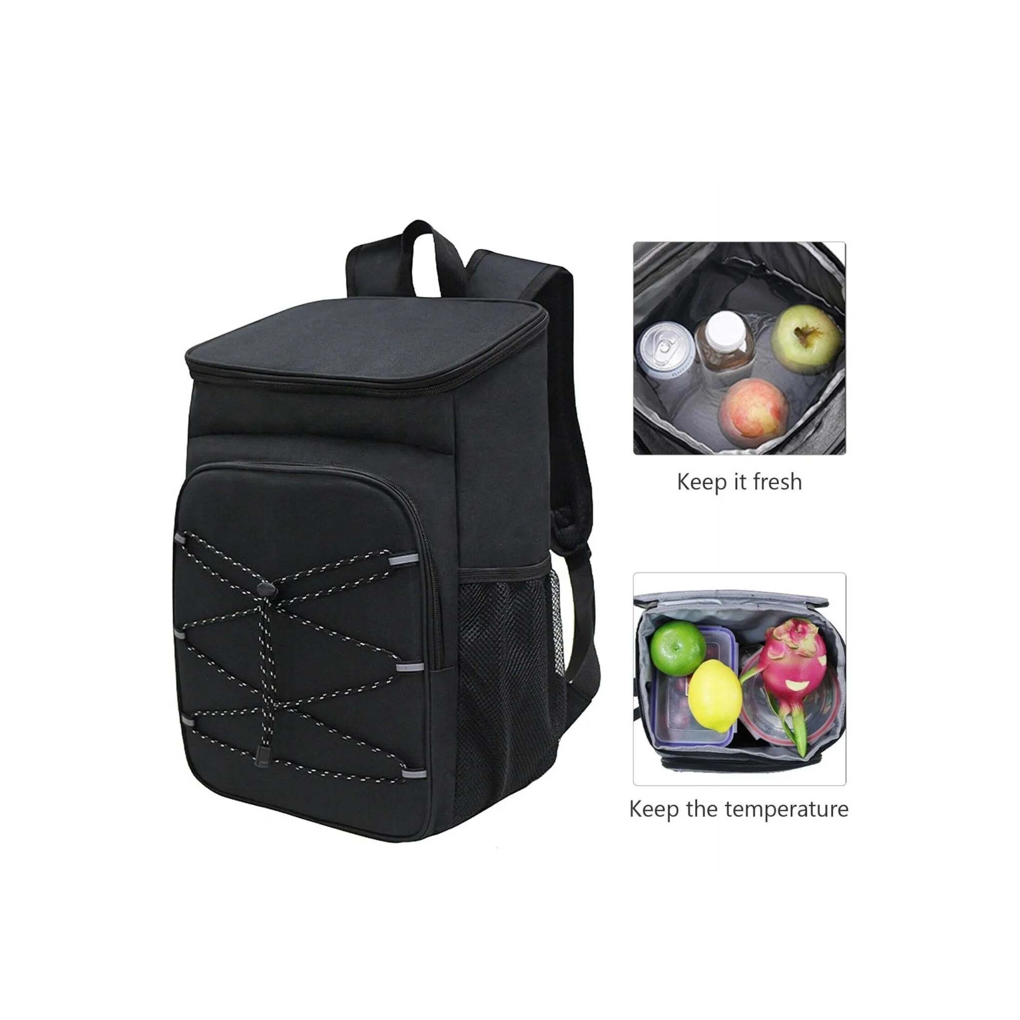 Lunch Camping Backpack  Waterproof Bag - Black