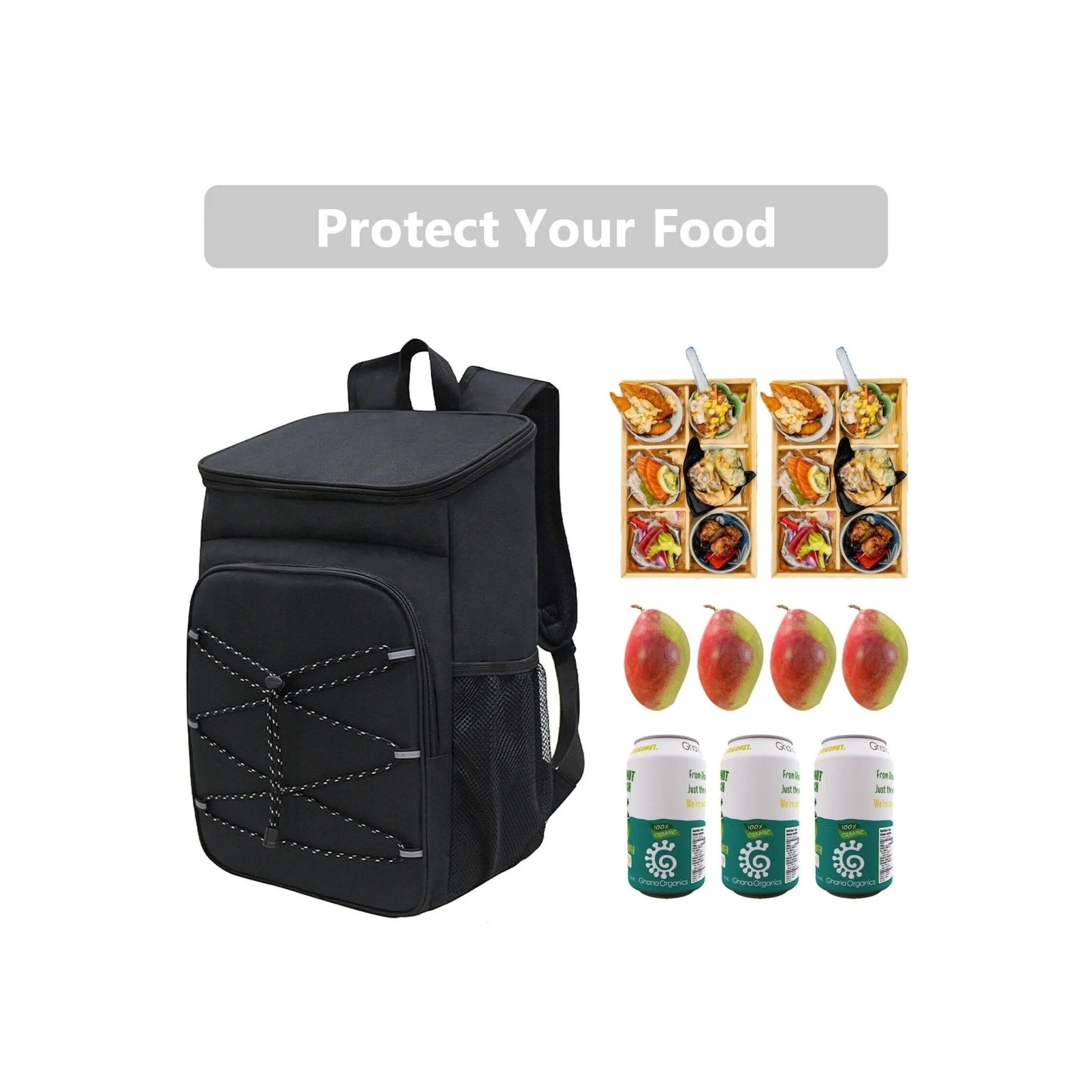 Lunch Camping Backpack  Waterproof Bag - Black