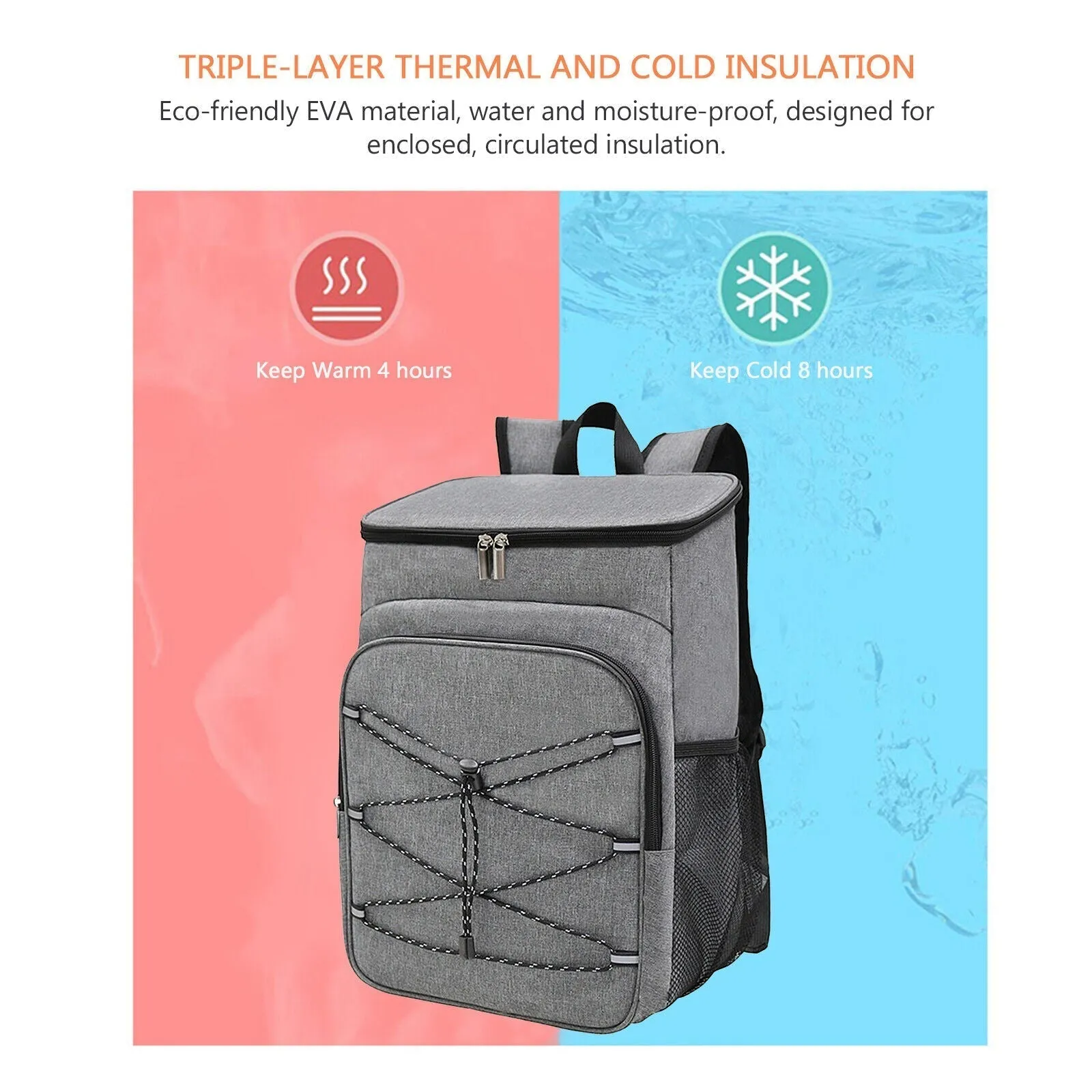Lunch Camping Backpack  Waterproof Bag - Black