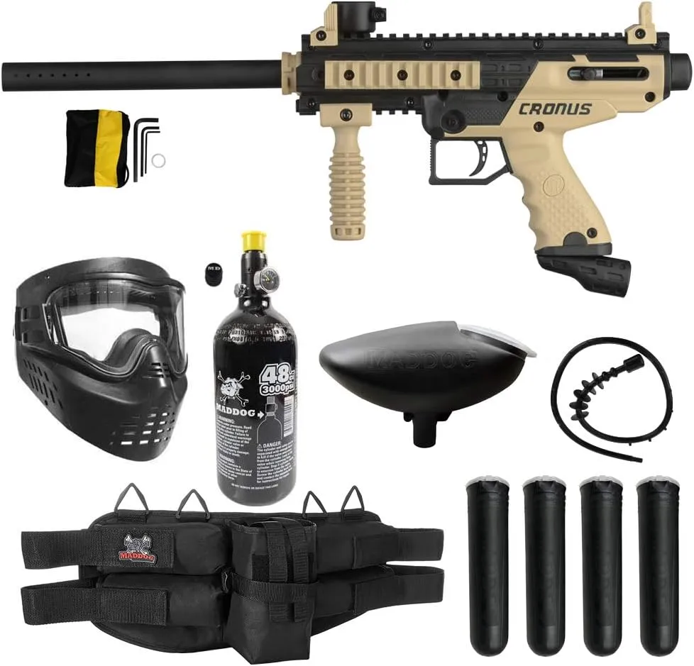 Maddog Tippmann Cronus Basic Silver Paintball Gun Marker Starter Package