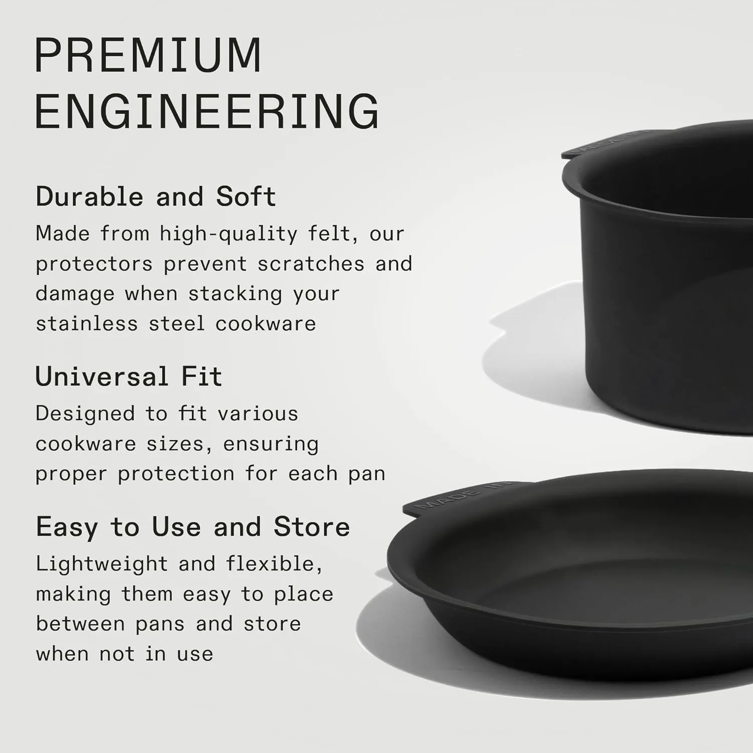 Made In Cookware - 6-Piece Pan Protector Set - Molded Silicone - Stackable Scratch Prevention - Dishwasher Safe