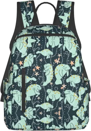 Manatee Animals Calf Printing Laptop Backpack Sports Backpack Travel Bag Casual Bag Work Daypack