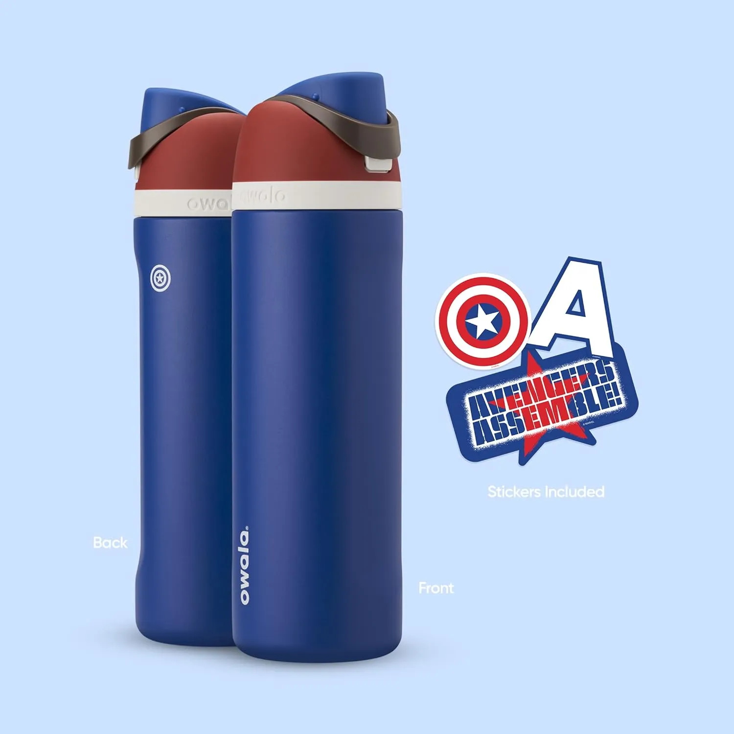 Marvel FreeSip Insulated Stainless Steel Water Bottle with Straw for Sports and Travel, BPA-Free Sports Water Bottle, 24 oz, Captain America